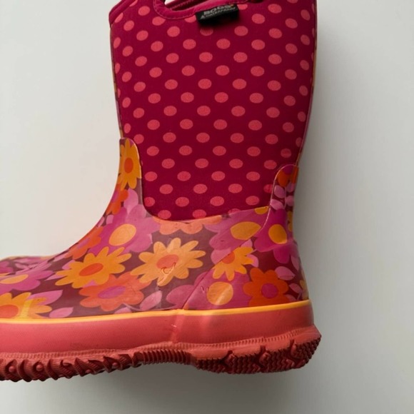 BOGS Girls EUC Flower Dots Rubber Waterproof Insulated Boots Kids Size 5 Pink - Picture 8 of 8